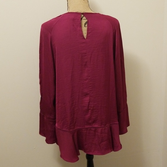 Mossimo Dark Magenta Long Sleeve Flowy Blouse - Picture 2 of 2